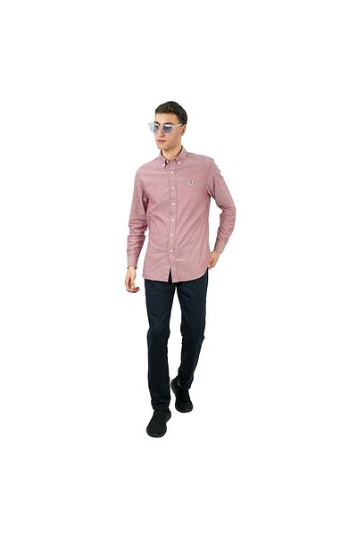 Giordano Men's Cotton Oxford Full Opening Long Sleeve Slim Fit Shirt