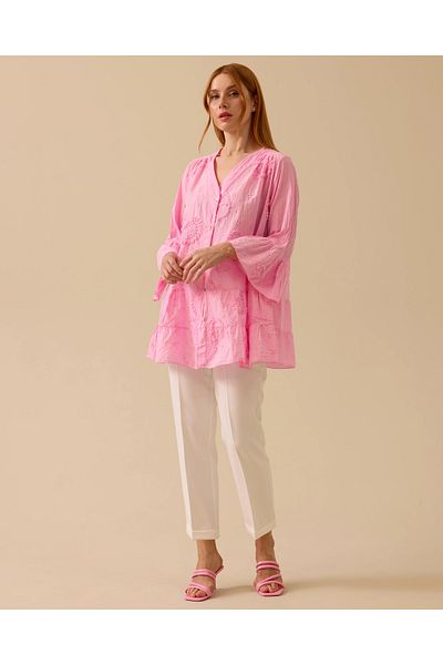 SEÇİL Patterned Tunic with Ruffle Sleeve Detail