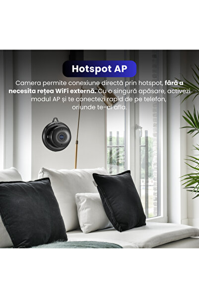 Spionescu Mini cameră de supraveghere WiFi 1080P, vedere nocturnă, detectare mișcare, audio bidirecțional