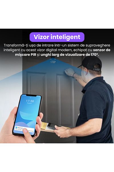 Spionescu Smart door viewer with 1080P video camera, dual band 2.4G/5G WiFi, PIR motion sensor, two-way audio