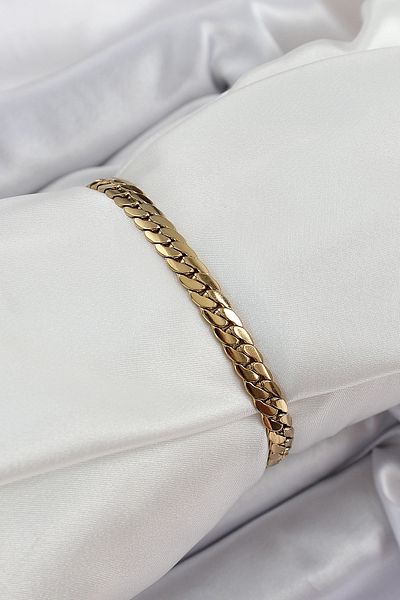 BESKAR 316L Steel Gold Color Flat Chain Women's Bracelet