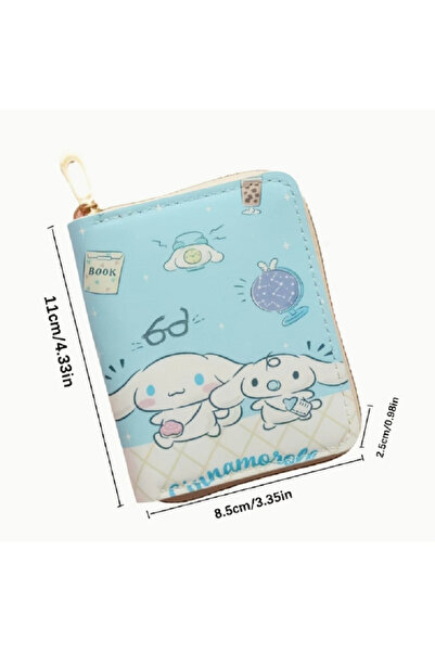 Kaptan Mavi Kuromi, Cinnamoroll, Mymelody, Pompompurin, Pochacco Character Patterned Children's Wallet