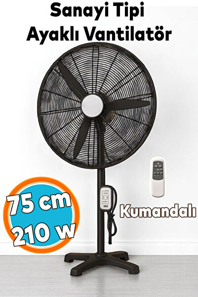 NZB Sanayi Tipi Ayaklı Kumandalı Vantilatör 75 cm 210W Sessiz Geniş Alanlara ...