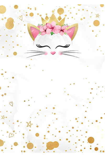 Rana İkra Art Prenses Kedi Temalı Davetiye Kartı (25 Adet) (YAZISIZ)