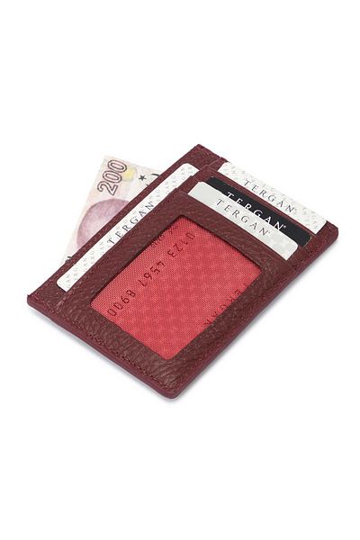 Tergan Claret Red Leather Unisex Credit Card Holder - S1Kk00001676-M71