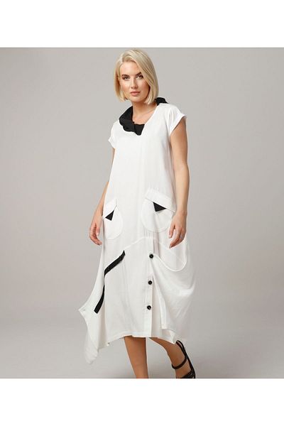 MARE BUTİK 100% Organic Natural Fabric Asymmetric Design Dress