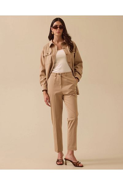 SEÇİL Buttoned Ankle Length Trousers with Pockets