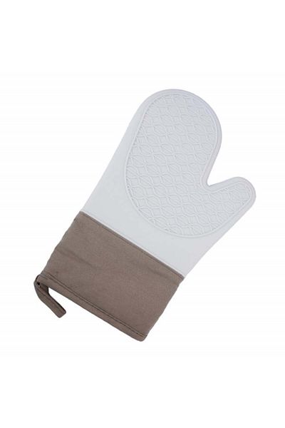 PUFO Mănușă de cuptor din silicon Cuisine pentru grătar sau cuptor, căptușită, 30 cm, gri