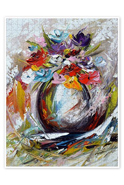 Jeronkarji Soyut çiçek vazosu II 500 Parça Puzzle Yapboz Bohem Soyut Sanat Te...