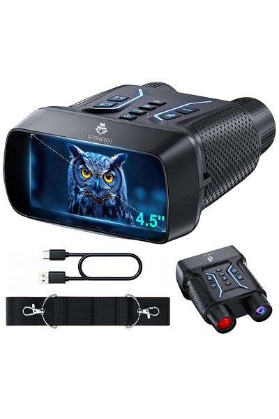 Spionescu Digital binoculars with 4K night vision, adjustable optical zoom, 8x, 7 infrared levels, 4.5" screen