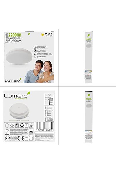 Lumare Lampă de tavan LED, 24 W, 2200 lm, diametru 280 mm, rotundă, alb cald 3000 K