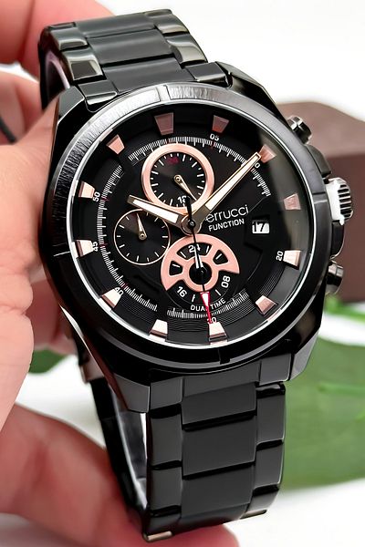 Ferrucci Function Men's Wrist Watch, Steel Band & Special Design, 3Atm Water Resistant Black Sdfer164