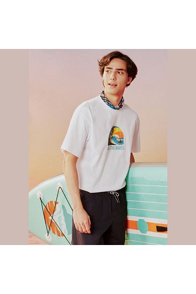Giordano Men's Wave Print Jersey Print Tee