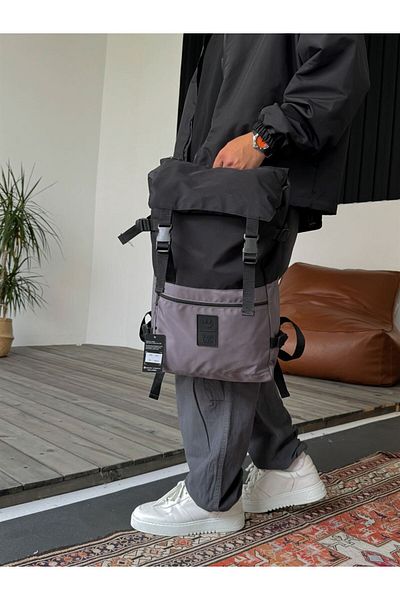 KAFF Gray Waterproof Fabric Hiking Daily Outdoor Backpack with Laptop Compartment -1013