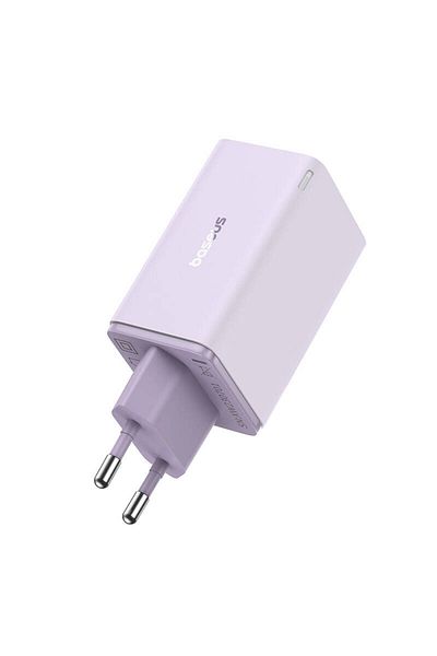 Baseus Gan6 Pro Wall Charger, 65w, 2x Usb And 2x Usb-c, Fast Charge, Usb-c To Usb-c Cable, Purple
