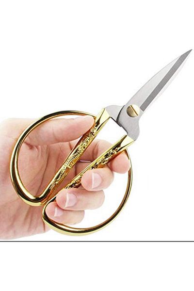 DUCK HOBY 15 cm Decorative Vintage Embroidery Scissors, Engagement, Opening, Wedding, Steel Scissors, Gold, Silver