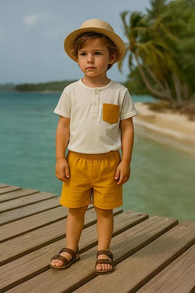 LUESS Boy's Pocket Detailed Bottom Top 100% Cotton Suit (3-4 Years 8-9 Years)