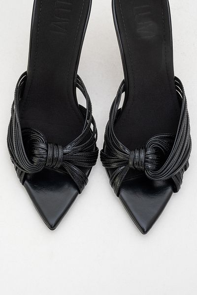 LuviShoes Audrey Black Skin Women's High Heel Slippers