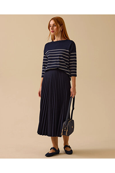 SEÇİL Düğme Detaylı Çizgili Triko Bluz