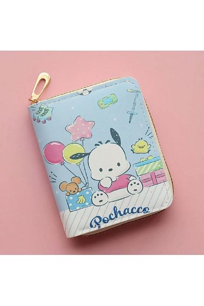 Kaptan Mavi Kuromi, Cinnamoroll, Mymelody, Pompompurin, Pochacco Character Patterned Children's Wallet