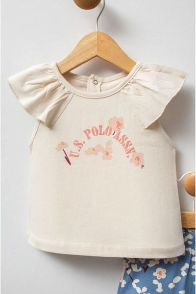 U.S. Polo Assn. U.S. Polo Assn. Usb2391 Ecru Girl's 2-Piece Set
