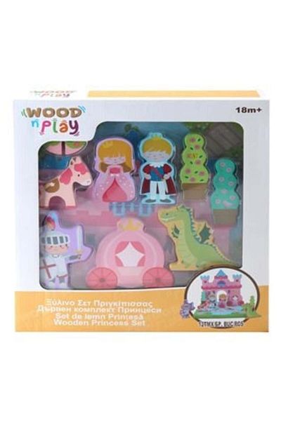 OEM Wooden Set of Building Blocks Castle & Figurines 15 pcs