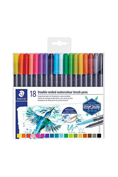 Staedtler Set de 36 de markere acuarelă cu vârf dublu și pensulă, Staedtler, ...