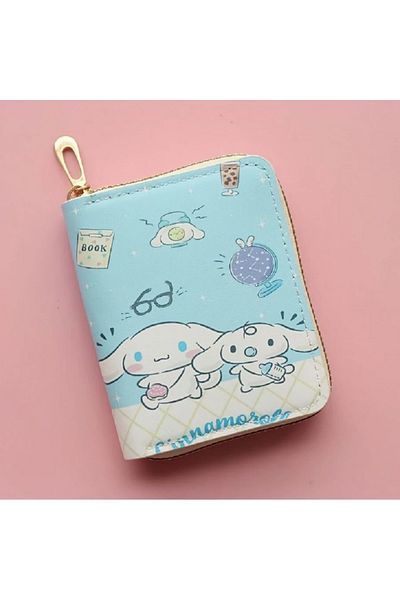Kaptan Mavi Kuromi, Cinnamoroll, Mymelody, Pompompurin, Pochacco Character Patterned Children's Wallet