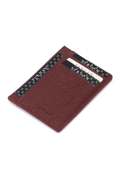Tergan Claret Red Leather Unisex Credit Card Holder - S1Kk00001676-M71