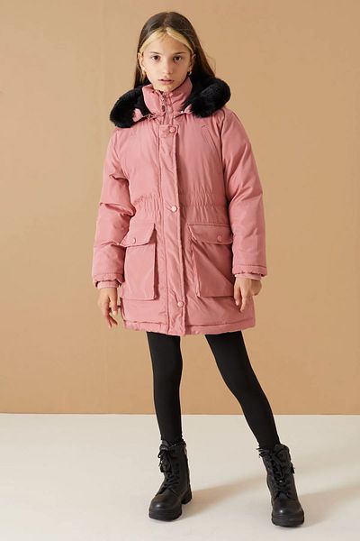 gnygiyim Dusty Rose Girl's Detachable Hooded Coat
