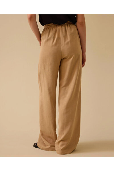SEÇİL Lace-Up Wide Leg Linen Trousers