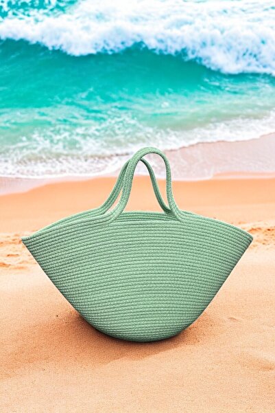 mom girl atelier Women's Mussel Model Green Beach Bag
