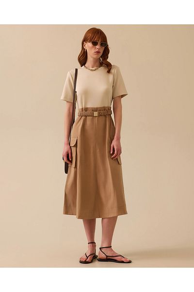 SEÇİL Cargo Pocket Belt Detail Short Sleeve Dress