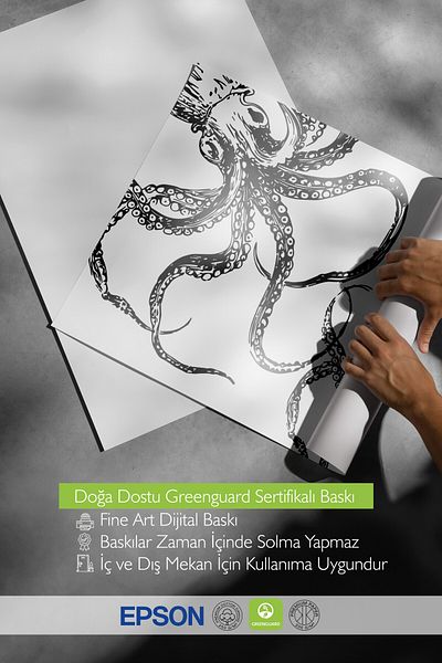 Postifull Wooden Framed Painting, Octopus, Illustration, Black, White Color Poster, 2025 Summer Selection, No:109840