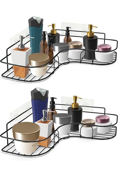 Bamodi Set of 2 shower shelves, corner bathroom shelf, for storage, bathroom organizer