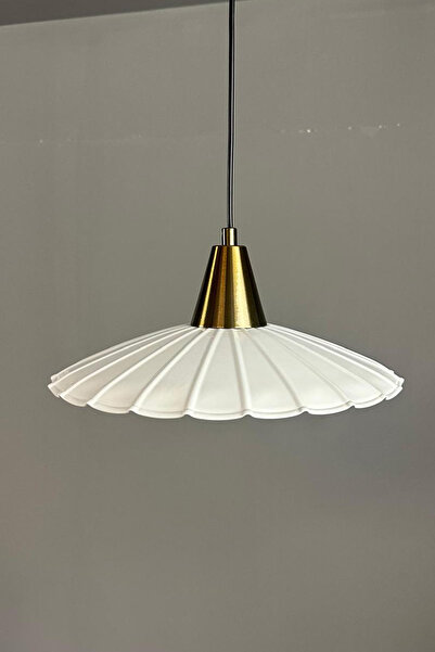 Bamyum Risso Beyaz Metal Avize Eskitme Plafonyer Başlık Tekli Rustik Cafe Modern Sarkıt Aydınlatma