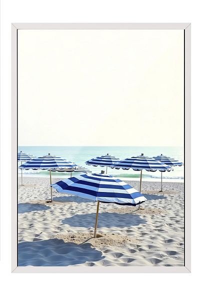 Postifull Poster cu cadru alb, umbrele de mare, fotografie, poster de culoare albastră, selecție de vară 2025, NR:109635