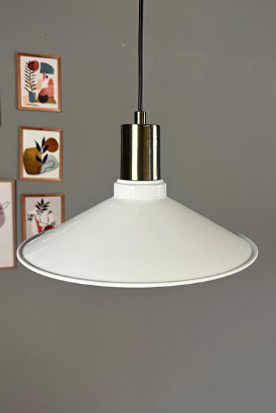 Bamyum Benjamin Beyaz Metal Avize Kalın Eskitme Fener Başlık Rustik Cafe Mutfak Modern Dekoratif Sarkıt