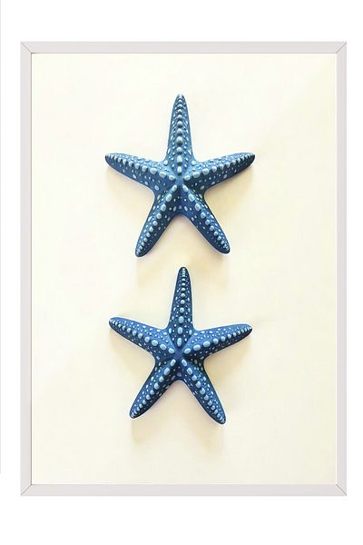Postifull White Framed Poster, Seashell, Photo, Blue Color Poster, 2025 Summer Selection, No:109651