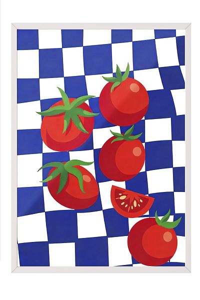 Postifull White Framed Poster, Tomatoes, Illustration, Red Color Poster, 2025 Summer Selection, No:109623