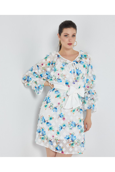 SERPİL Kadın Çiçek Desenli Tunik - Kemer Detaylı - Modern ve Şık Tasarım - Gü...
