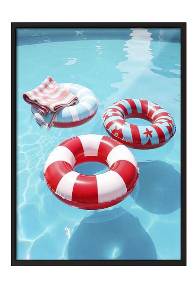 Postifull Black Framed Poster, Sea Ring, Photo, Red Color Poster, 2025 Summer Selection, No:109646