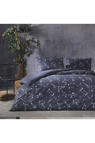 Taç Lenjerie de pat dublu cu elastic bumbac 100% ranforce, cearceaf pilota 200x220cm, constelatii, TAC,L