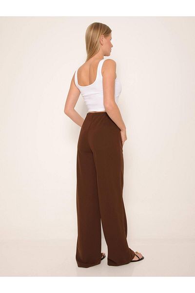 Coral Ironed High Waist Trousers Brown