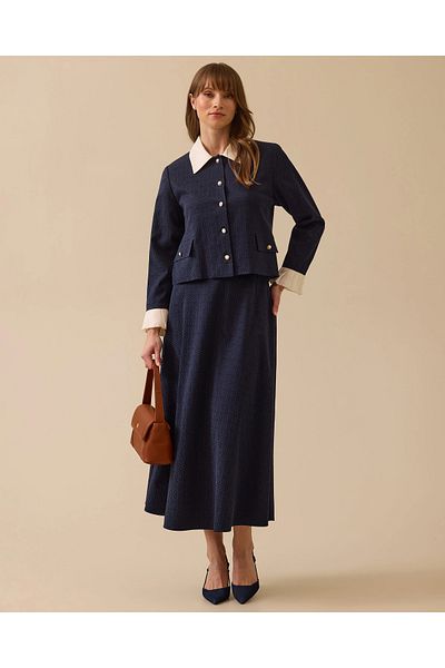 SCL Buttoned Patterned Jacket with Sleeve Detail