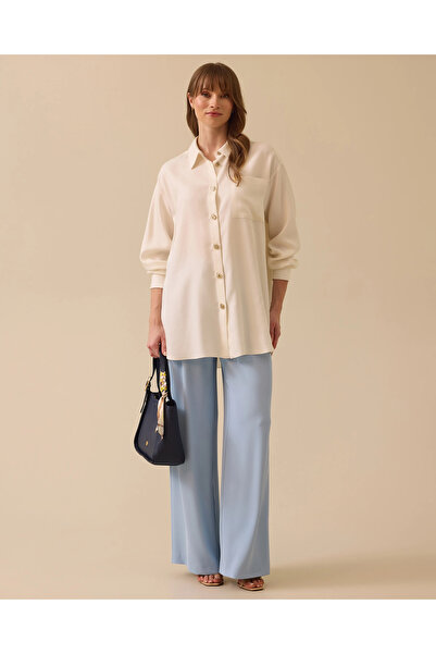 SCL Düğmeli Cep Detaylı Düşük Kollu Gömlek