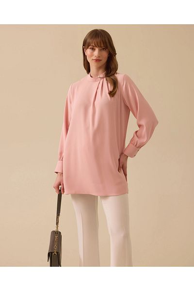 SCL Judge Collar Pleated Pearl Detailed Tunic