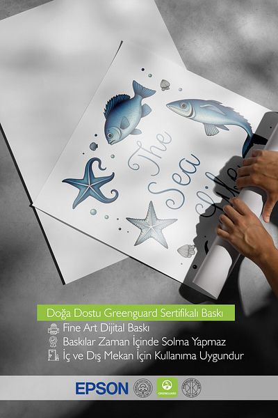 Postifull Black Framed Poster, Marine Life, Illustration, Blue Color Poster, 2025 Summer Selection, No:109593