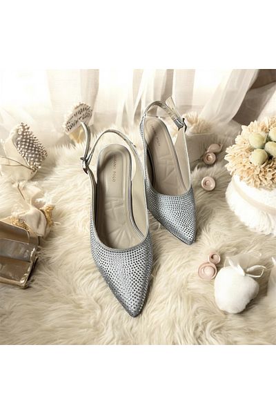 Lion Back Open Stone Evening Shoes