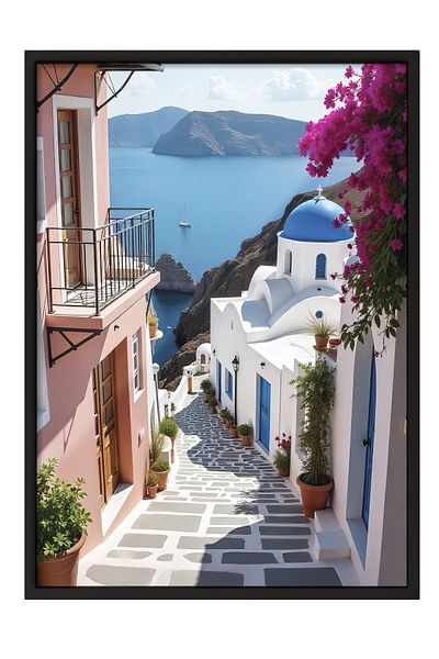 Postifull Black Framed Poster, Landscape, Photo, Blue Color Poster, 2025 Summer Selection, No:109557